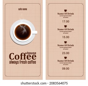 Kaffeehaus-Menü mit einer Tasse. Immer frischer Kaffee. Cafe Design-Menü Retro-Linie Textur Hintergrund. Vektorgrafik