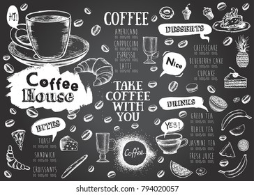 Coffee House Menu. Restaurant Cafe Menu, Template Design. Food Flyer.