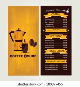 Coffee house menu, restaurant template design.