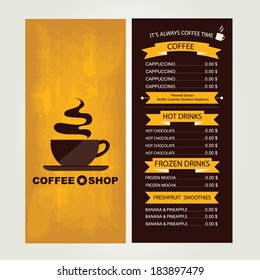 Coffee house menu, restaurant template design.