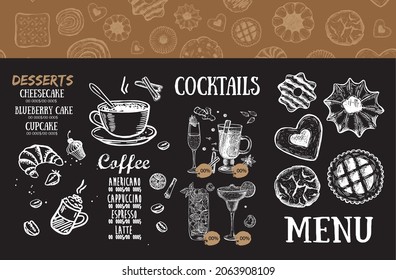 Coffee house menu, template design, Food flyer.	