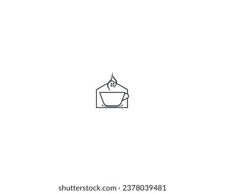 Coffee house minimal logo design template for drink or restaurant, Coffee house logo line design,a cup of coffee vector line art icon template creative and unique concept premium vector illustration.
