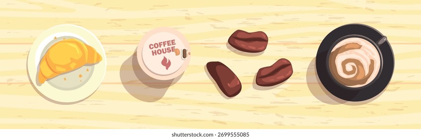 Coffee House Object and Different Element Vector Set