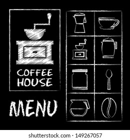 coffee house over blackboard background vector illustration 