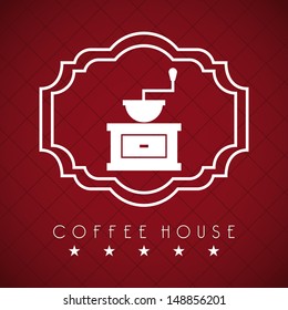 coffee house over red  wine background vector illustration 