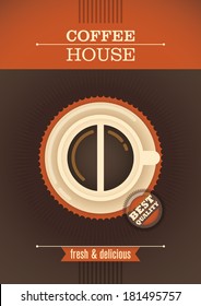 Coffee house retro poster. Vector illustration.