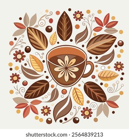 Coffee house and seamless coffee pattern in vintage style background, Coffee beans and coffee elements doodle art illustration.