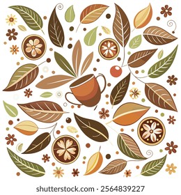 Coffee house and seamless coffee pattern in vintage style background, Coffee beans and coffee elements doodle art illustration.
