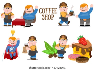 Coffee house. Service staff. Elements for design products with a coffee theme.