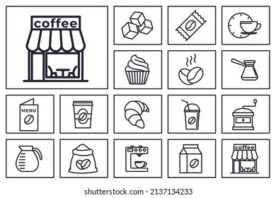 Coffee, coffee house set icon symbol template for graphic and web design collection logo vector illustration