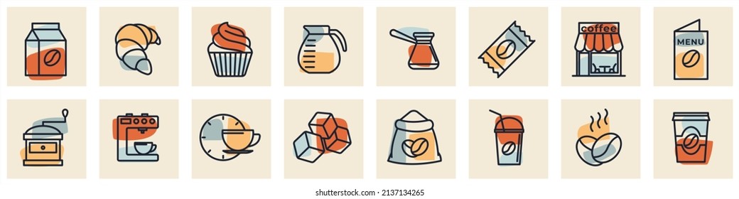 Coffee, coffee house set icon symbol template for graphic and web design collection logo vector illustration