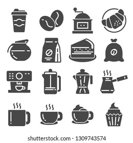 Coffee, coffee house, coffee shop elements - minimal web icon set.