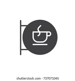 Coffee house sign icon vector, filled flat sign, solid pictogram isolated on white. Coffee cup in a circle symbol, logo illustration.