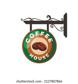 Coffee House signboard. Vector illustration cartoon icon isolated on white background.