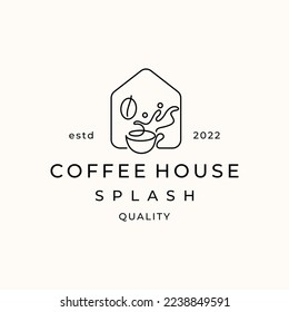 Coffee house splash cafe coffee bean logo design vector illustration
