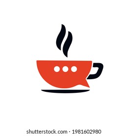 Coffee House Talk Story Conversation Shop Logo Design Template Cup Mug Message.