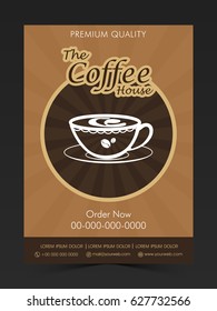 Coffee House Template, Banner, Flyer or Menu Card design for Food and Drink concept.