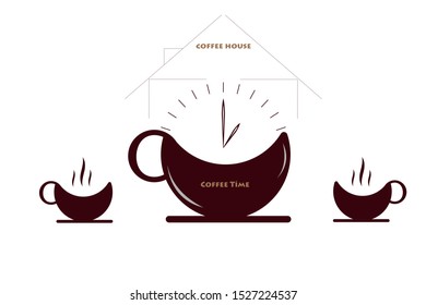 coffee house and coffee time vector coffee cups. Designed as menu cover