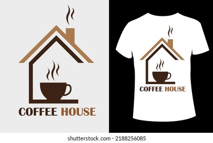 Coffee House T-shirt Design with editable vector