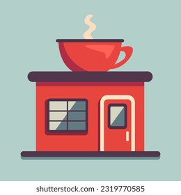 Coffee house. Vector cartoon clipart.