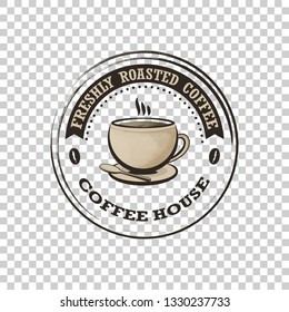 Coffee house vector icon or symbol isolated on transparent background. 