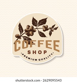Coffee house. Vector illustration. Concept for cafe and restaurant logo, brand, label. Vintage Coffee House Logo with coffee tree branch