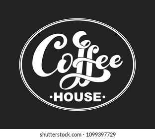 Coffee house. Vector illustration of handwritten lettering. Vector elements for coffee shop, market, cafe design, restaurant menu and shop.
