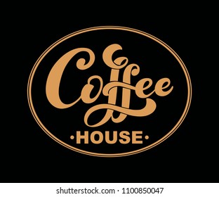 Coffee house. Vector illustration of handwritten lettering. Vector elements for coffee shop, market, cafe design, restaurant menu and shop.
