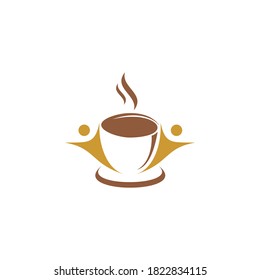Coffee with human logo design logo template