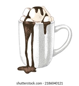 Coffee with ice cream and chocolate syrup
