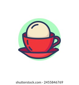 Coffee with ice cream in cup line icon. Sundae, flavor, plate outline sign. Dessert and food concept. Vector illustration for web design and apps