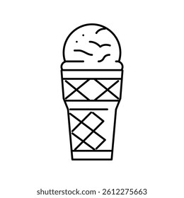 coffee ice cream line icon vector. coffee ice cream sign. isolated contour symbol black illustration