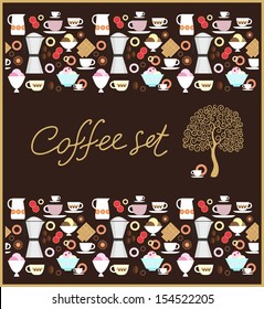 Coffee and ice cream seamless pattern