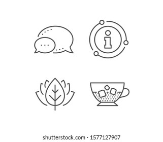 Coffee with ice icon. Chat bubble, info sign elements. Cold drink sign. Beverage symbol. Linear cold coffee outline icon. Information bubble. Vector