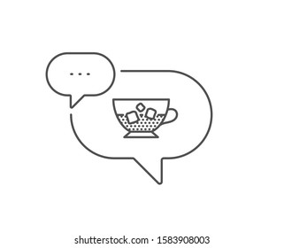 Coffee with ice icon. Chat bubble design. Cold drink sign. Beverage symbol. Outline concept. Thin line cold coffee icon. Vector