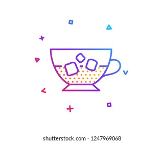 Coffee with ice icon. Cold drink sign. Beverage symbol. Gradient line button. Cold coffee icon design. Colorful geometric shapes. Vector