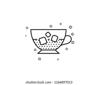 Coffee with ice icon. Cold drink sign. Beverage symbol. Geometric shapes. Random cross elements. Linear Cold coffee icon design. Vector