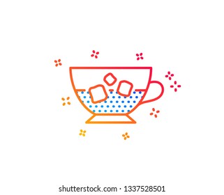 Coffee with ice icon. Cold drink sign. Beverage symbol. Gradient design elements. Linear cold coffee icon. Random shapes. Vector