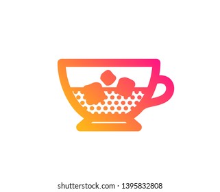 Coffee with ice icon. Cold drink sign. Beverage symbol. Classic flat style. Gradient cold coffee icon. Vector