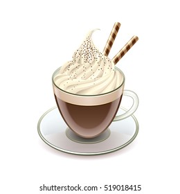 Coffee with icecream Glace isolated on white vector illustration