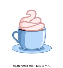 Coffee with icecream. Vector coffee cups.