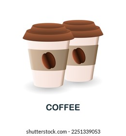 Coffee icon. 3d illustration from fast food collection. Creative Coffee 3d icon for web design, templates, infographics and more