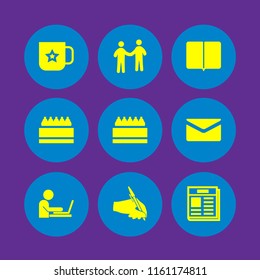 coffee icon. 9 coffee set with ebook, write, news and mug vector icons for web and mobile app