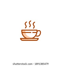 Coffee icon. Bakery icon. Simple, flat, outline, brown, two tones, color.