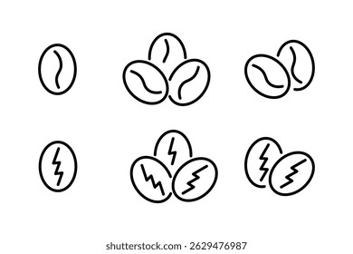 Coffee icon. Coffee bean vector set. Isolated caffeine line design sign. Coffee icon set.