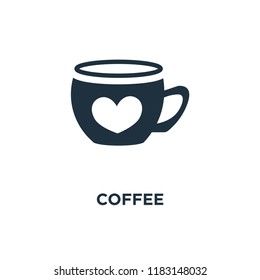Coffee icon. Black filled vector illustration. Coffee symbol on white background. Can be used in web and mobile.