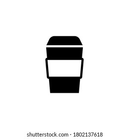 Coffee Icon in black flat glyph, filled style isolated on white background