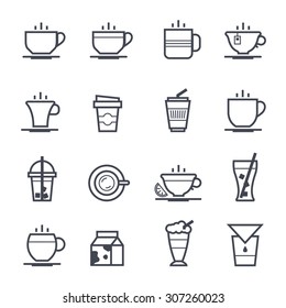 Coffee Icon Bold Stroke on White Background