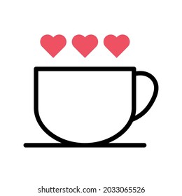 Coffee icon, breakfast drink cafe, cappuccino, hot simple isolated illustration, vector line .