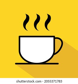 Icono de café, café de desayuno, capuchino, ilustración aislada caliente, línea vectorial .